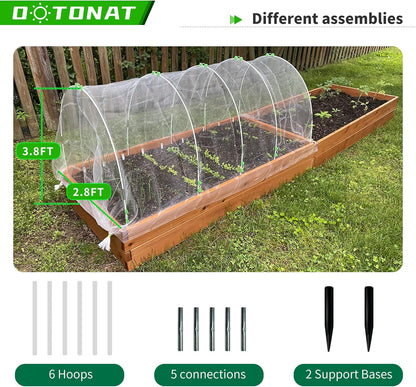 8FT Garden Hoops Grow Tunnel Kit - Rust-Free Fiberglass Frame for Raised Beds, 36pcs - DIY Plant Support for Garden Netting, Row Covers, and Greenhouse Protection