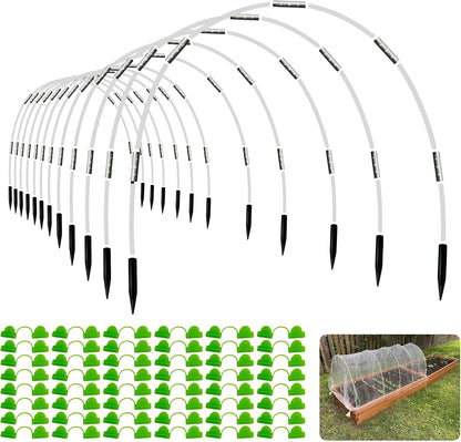8FT Garden Hoops Grow Tunnel Kit - Rust-Free Fiberglass Frame for Raised Beds, 36pcs - DIY Plant Support for Garden Netting, Row Covers, and Greenhouse Protection