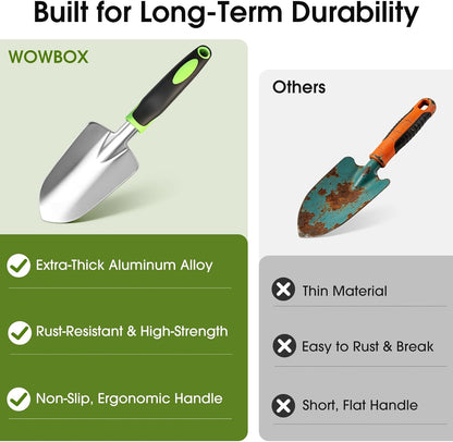 Garden Tools Set, 10 PCS Heavy Duty Gardening Hand Tools Kit, Green