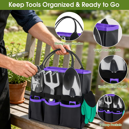 Garden Tools Set, 10 PCS Heavy Duty Gardening Hand Tools Kit, Green
