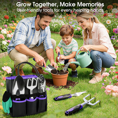 Garden Tools Set, 10 PCS Heavy Duty Gardening Hand Tools Kit, Green