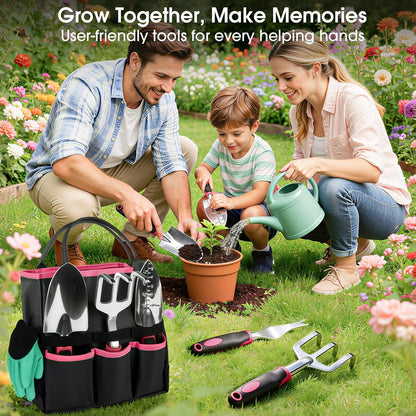 Garden Tools Set, 10 PCS Heavy Duty Gardening Hand Tools Kit, Green