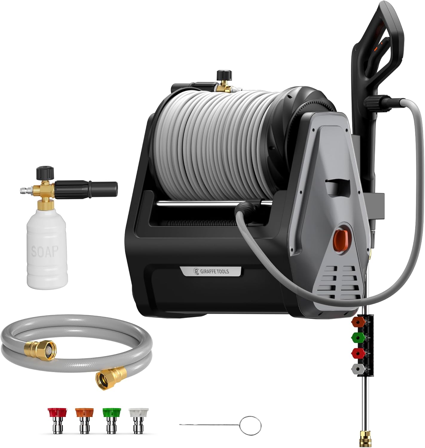 Retractable Wall Mounted Pressure Washer Plus with 100FT Hose