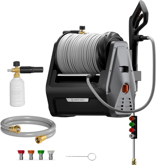 Retractable Wall Mounted Pressure Washer Plus with 100FT Hose