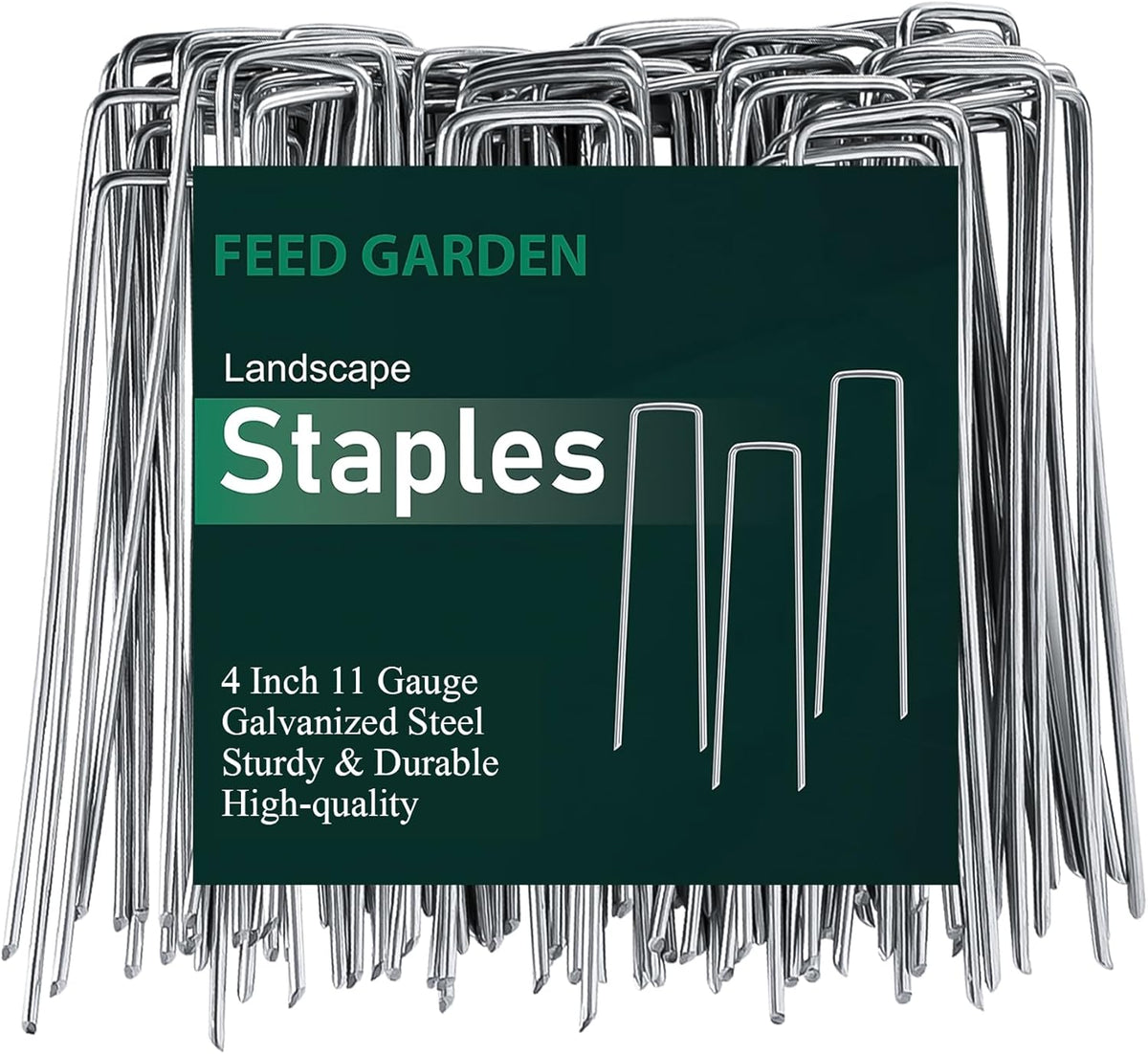 Heavy Duty Landscape Fabric Pins 8 Gauge 60 Pack with Pick Hook, 6 Inch Galvanized Round Head Garden Stakes for Weed Barrier Fabric, Turf, Sod, Tent, Garden Edging & Hard Soil