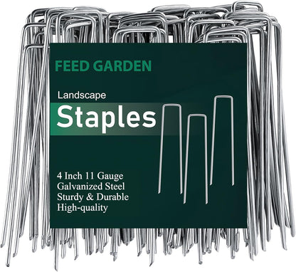 Heavy Duty Landscape Fabric Pins 8 Gauge 60 Pack with Pick Hook, 6 Inch Galvanized Round Head Garden Stakes for Weed Barrier Fabric, Turf, Sod, Tent, Garden Edging & Hard Soil