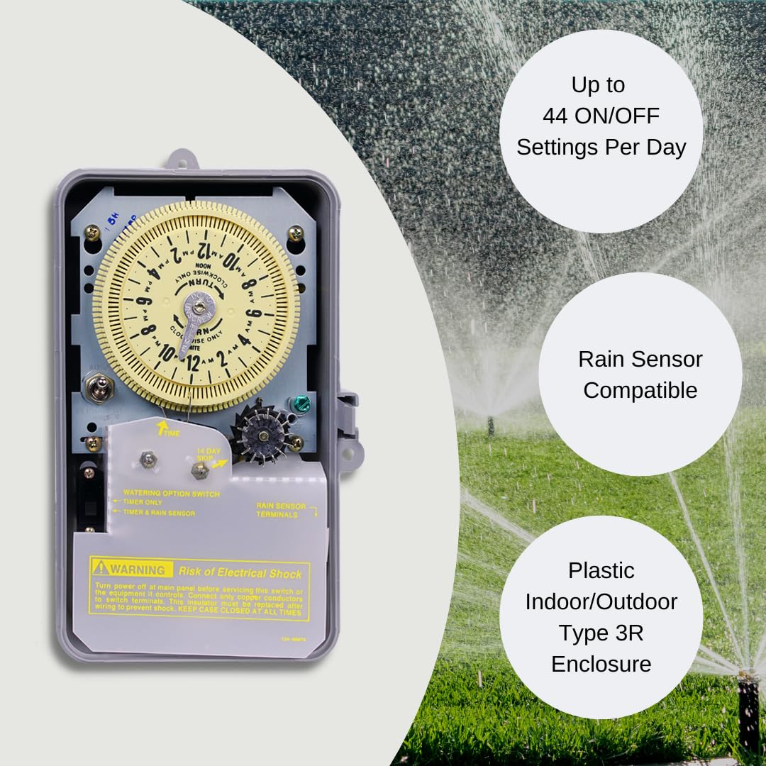 R8806P101C Sprinkler Irrigation Timer - Customizable Water Conservation, Rain-Ready Design, Reliable & Versatile Outdoor Sprinkler - Irrigation Timer with 14-Day Skipper