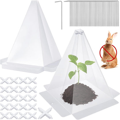 Reusable Plastic Garden Cloches, 7.8" x 11" Mini Greenhouse, 1.2mm Thick Clear Bell Covers with Metal Stakes Against Sun, Frost, Snails, Plant Protector (40pcs-Green)