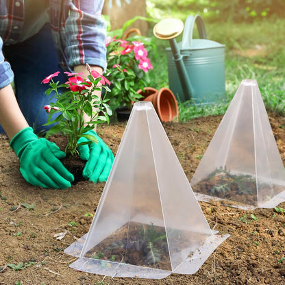 Reusable Plastic Garden Cloches, 7.8" x 11" Mini Greenhouse, 1.2mm Thick Clear Bell Covers with Metal Stakes Against Sun, Frost, Snails, Plant Protector (40pcs-Green)