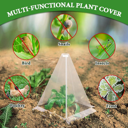 Reusable Plastic Garden Cloches, 7.8" x 11" Mini Greenhouse, 1.2mm Thick Clear Bell Covers with Metal Stakes Against Sun, Frost, Snails, Plant Protector (40pcs-Green)