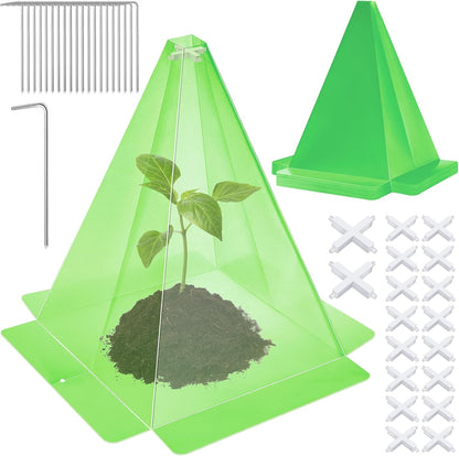 Reusable Plastic Garden Cloches, 7.8" x 11" Mini Greenhouse, 1.2mm Thick Clear Bell Covers with Metal Stakes Against Sun, Frost, Snails, Plant Protector (40pcs-Green)