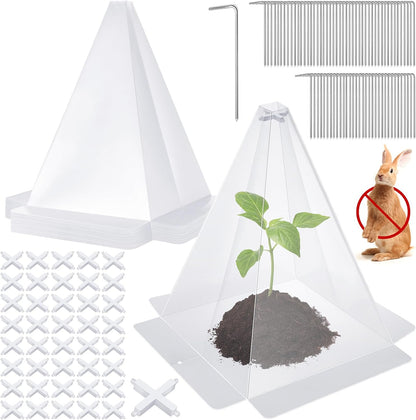 Reusable Plastic Garden Cloches, 7.8" x 11" Mini Greenhouse, 1.2mm Thick Clear Bell Covers with Metal Stakes Against Sun, Frost, Snails, Plant Protector (40pcs-Green)