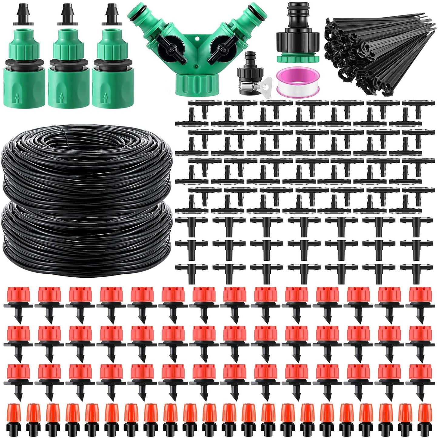 328 ft Drip Irrigation System Kit with 1/4 Inch Tubing