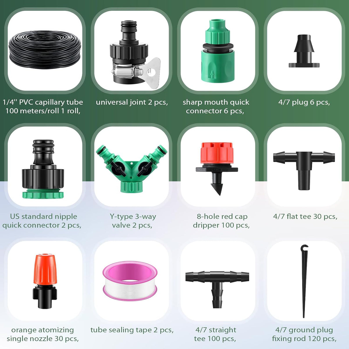 328 ft Drip Irrigation System Kit with 1/4 Inch Tubing