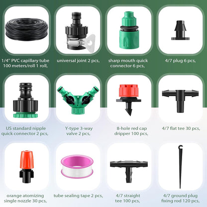 328 ft Drip Irrigation System Kit with 1/4 Inch Tubing