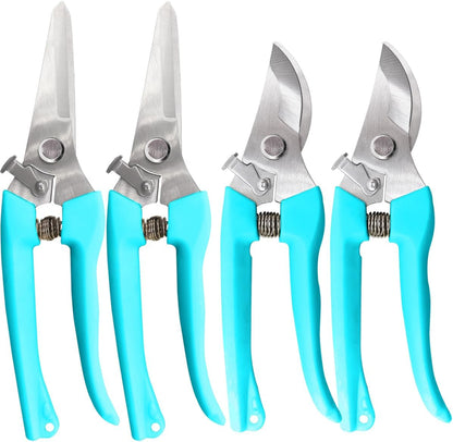 Garden Scissor for Plant, Floral Scissors, Tip Pruning Shears Bulk for Cutting Flowers, Bonsai, Fruits and Trimming Plants (Blue, 4 Pack)