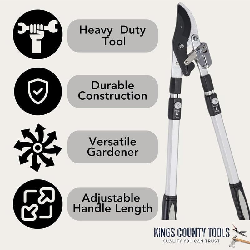 26"-40" Extendable Bypass Lopper, Double Ratcheting Heavy-Duty Tree Trimmer with Long Telescopic Handles