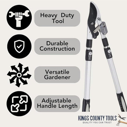 26"-40" Extendable Bypass Lopper, Double Ratcheting Heavy-Duty Tree Trimmer with Long Telescopic Handles