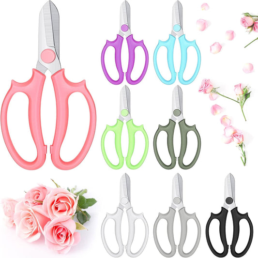 8 Pieces Garden Flower Scissors Floral Shears Garden Pruning Shears with Comfortable Handles for Flower Arrangement Fruit Picking Trimming Household (Multicolor)