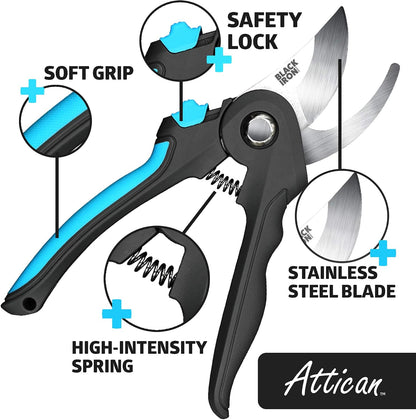 Bypass Pruning Shears for Gardening, Heavy Duty Garden Clipper for Cutting Stems, Soft Grip Hand Pruner
