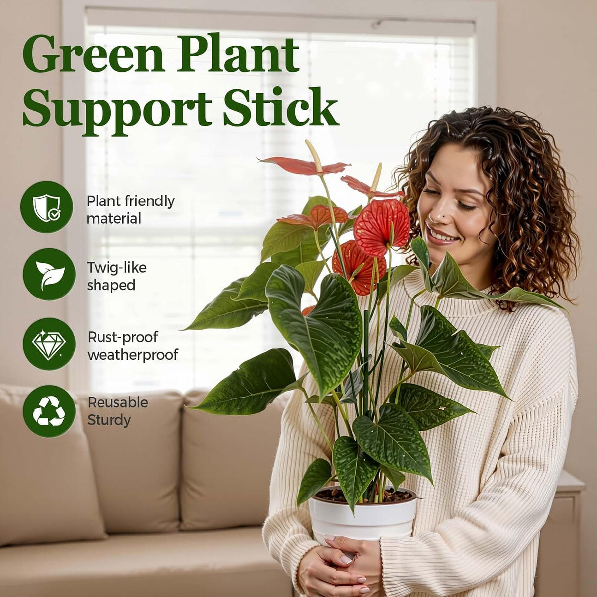 10 Packs Stackable Monstera Plant Support Stakes for Small Potted Plants