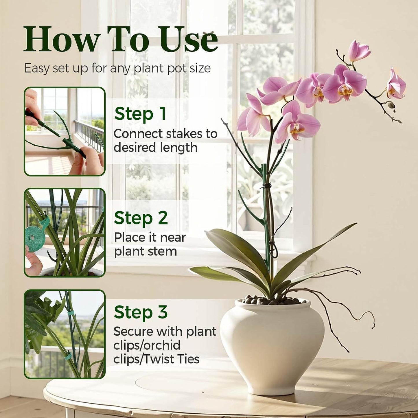 10 Packs Stackable Monstera Plant Support Stakes for Small Potted Plants