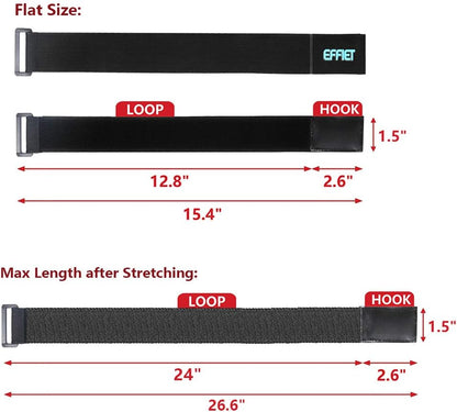 3 Packs Elastic Hook and Loop Cinch Straps for Car Visor Glasses Holder, Adjustable Storage Strap Extension Cord Wrap Magic Securing Organizer for Camping Gear, Yoga Mat, Knee Pad Strap