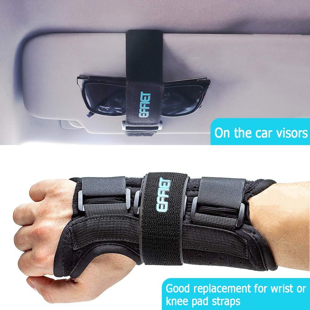3 Packs Elastic Hook and Loop Cinch Straps for Car Visor Glasses Holder, Adjustable Storage Strap Extension Cord Wrap Magic Securing Organizer for Camping Gear, Yoga Mat, Knee Pad Strap