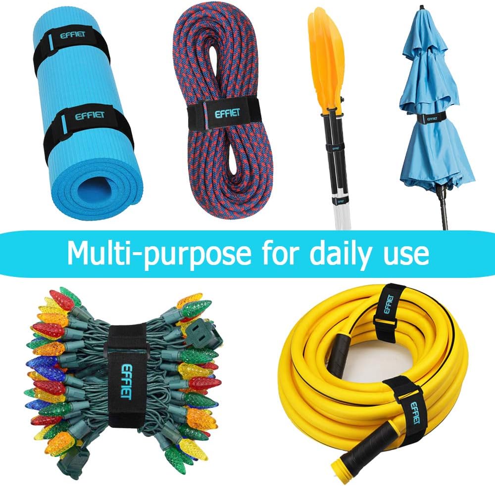 3 Packs Elastic Hook and Loop Cinch Straps for Car Visor Glasses Holder, Adjustable Storage Strap Extension Cord Wrap Magic Securing Organizer for Camping Gear, Yoga Mat, Knee Pad Strap