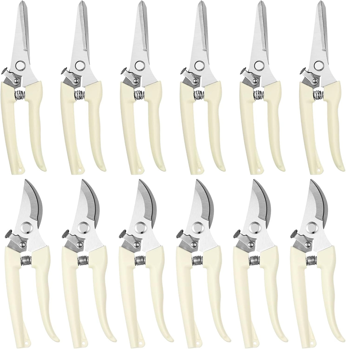 12 Pcs Garden Shears Flower Scissors Pruning Shears Floral Garden Clippers Hand Pruners Branch Cutter Gardening Tools for Plants Cutting, Trimming, Fruits Picking(Bypass, Straight)