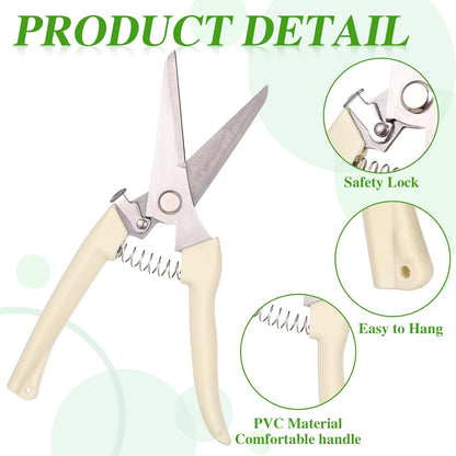 12 Pcs Garden Shears Flower Scissors Pruning Shears Floral Garden Clippers Hand Pruners Branch Cutter Gardening Tools for Plants Cutting, Trimming, Fruits Picking(Bypass, Straight)
