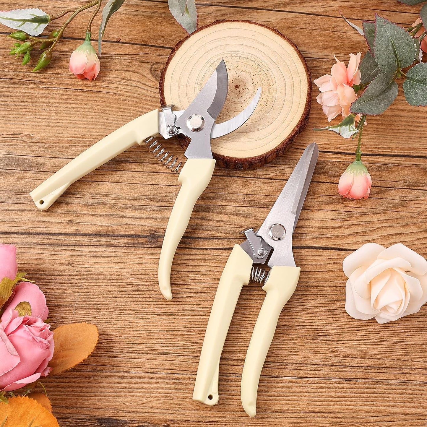 12 Pcs Garden Shears Flower Scissors Pruning Shears Floral Garden Clippers Hand Pruners Branch Cutter Gardening Tools for Plants Cutting, Trimming, Fruits Picking(Bypass, Straight)