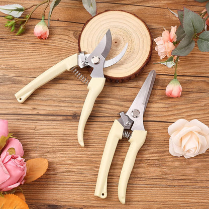 12 Pcs Garden Shears Flower Scissors Pruning Shears Floral Garden Clippers Hand Pruners Branch Cutter Gardening Tools for Plants Cutting, Trimming, Fruits Picking(Bypass, Straight)