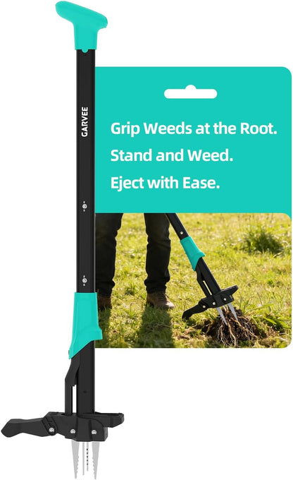 40" Long Handle Stand Up Weed Puller - 4-Claw with Ejector Gardening Hand Weeding Tool Easy-Eject Easily Remove Weeds Without Bending, Pulling, or Kneeling.