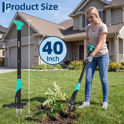 40" Long Handle Stand Up Weed Puller - 4-Claw with Ejector Gardening Hand Weeding Tool Easy-Eject Easily Remove Weeds Without Bending, Pulling, or Kneeling.