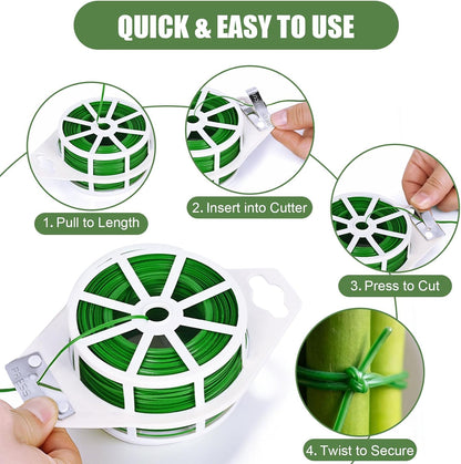984FT Total (2 Rolls, 492FT Each) Garden Twist Ties with Cutter, Plant Ties for Tomatoes & Vines, Reusable Garden Ties for Gardening, Cable Management & Home Organization