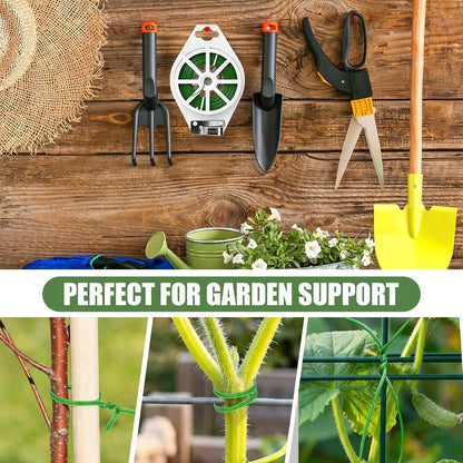 984FT Total (2 Rolls, 492FT Each) Garden Twist Ties with Cutter, Plant Ties for Tomatoes & Vines, Reusable Garden Ties for Gardening, Cable Management & Home Organization
