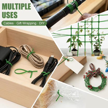 984FT Total (2 Rolls, 492FT Each) Garden Twist Ties with Cutter, Plant Ties for Tomatoes & Vines, Reusable Garden Ties for Gardening, Cable Management & Home Organization