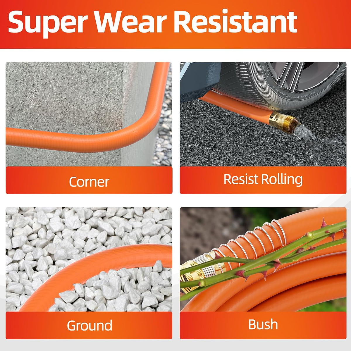 Garden Water Hose 50 ft x 5/8" for yard, Heavy Duty & Flexible