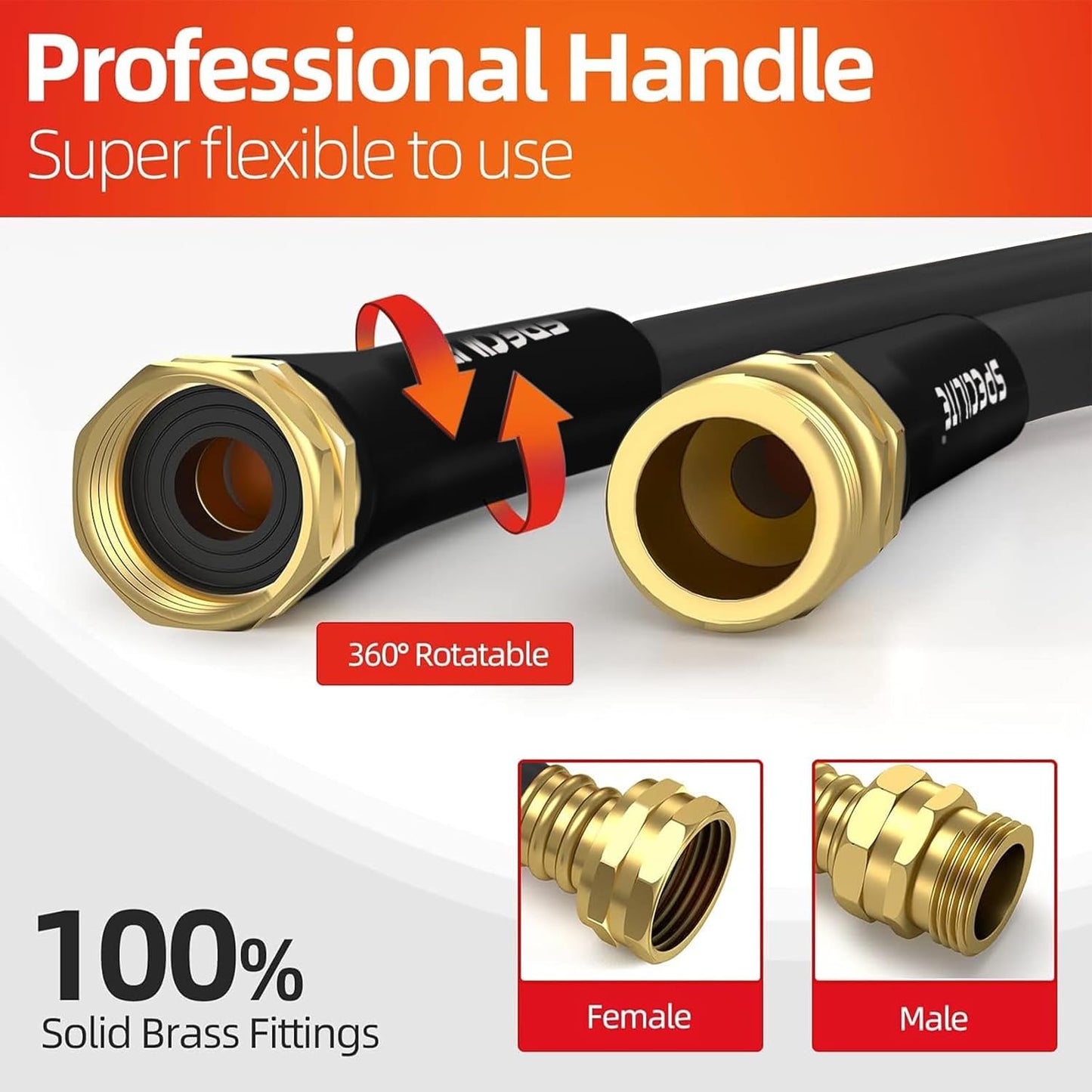 Garden Water Hose 50 ft x 5/8" for yard, Heavy Duty & Flexible