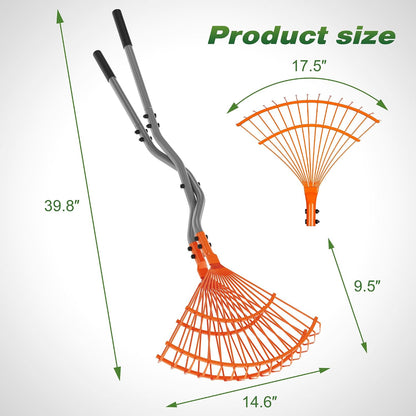 Leaf Grabber Rake, Long Handle Yard Debris Collector for Lawn