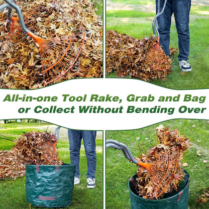 Leaf Grabber Rake, Long Handle Yard Debris Collector for Lawn