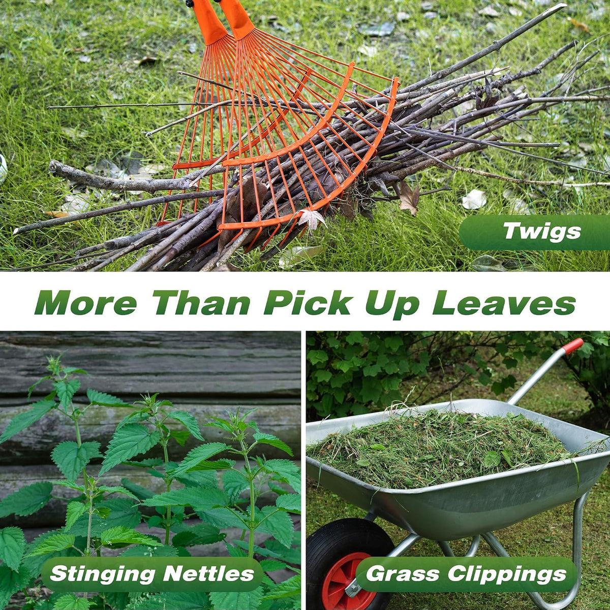 Leaf Grabber Rake, Long Handle Yard Debris Collector for Lawn