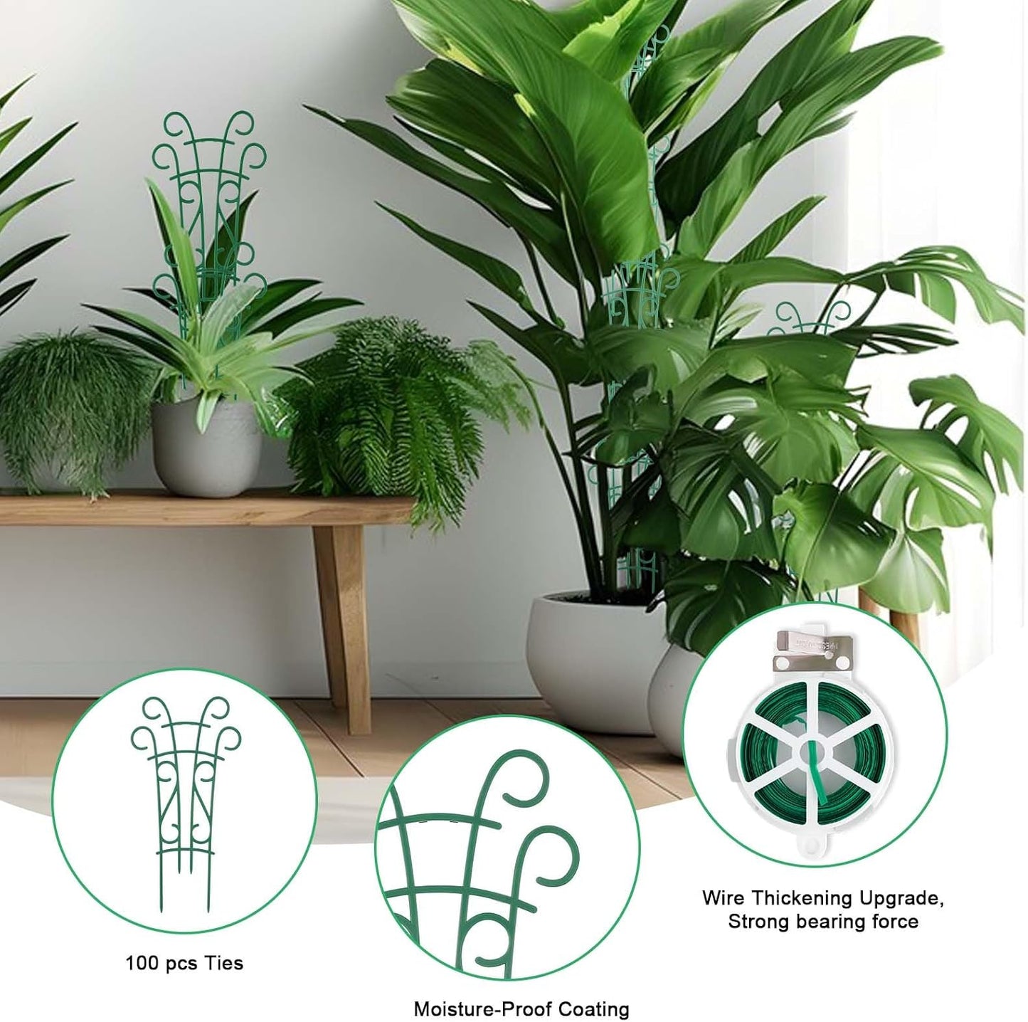 Plant Trellis for Potted Plants 12 Pack Stackable Indoor Outdoor Climbing Houseplant Support with Garden Wire for Pothos Hoya Ivy Flower