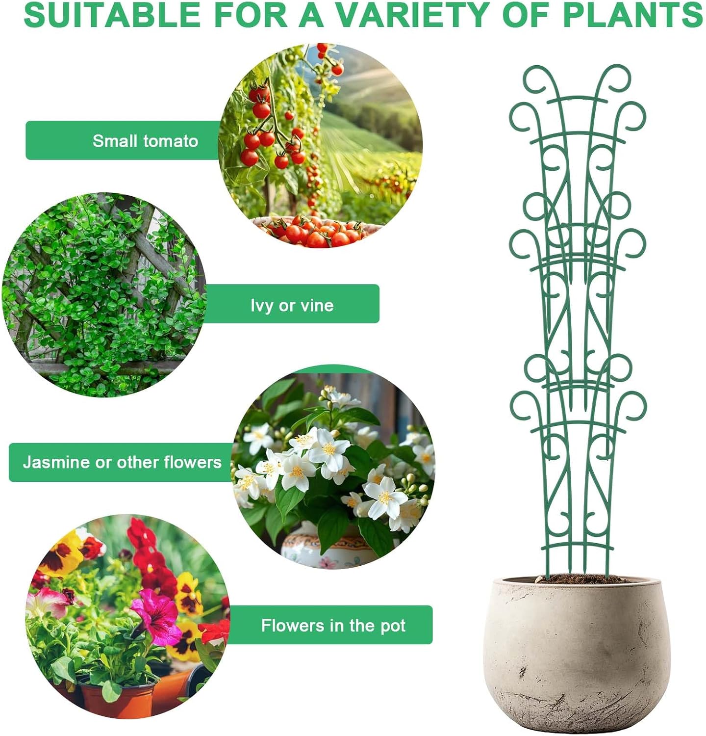 Plant Trellis for Potted Plants 12 Pack Stackable Indoor Outdoor Climbing Houseplant Support with Garden Wire for Pothos Hoya Ivy Flower