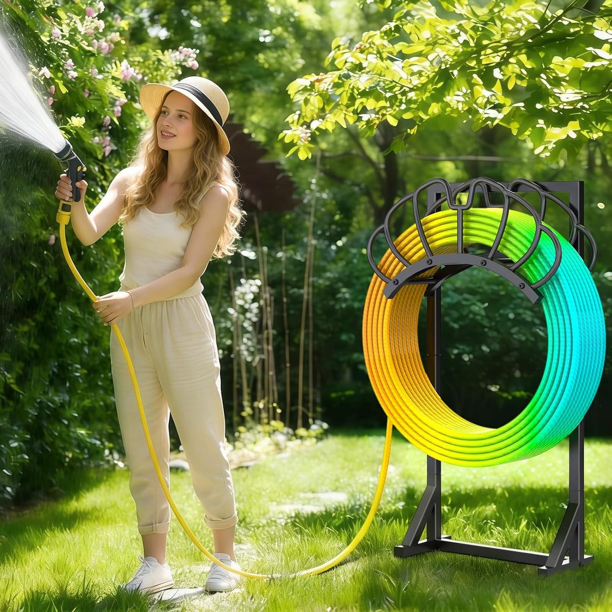 Garden Water Hose Holder for Outside Hose Stand Hanger Rack Freestanding