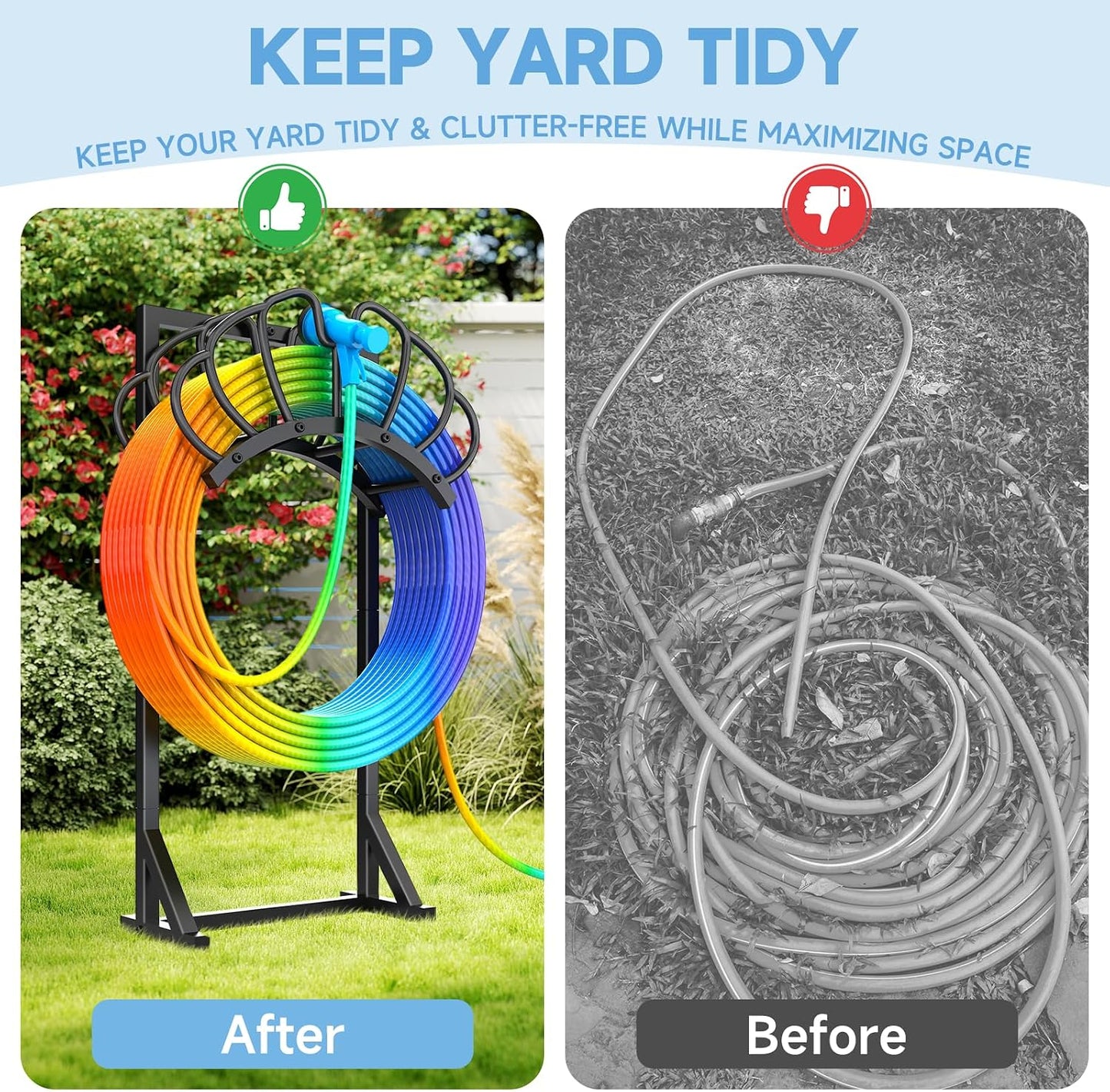 Garden Water Hose Holder for Outside Hose Stand Hanger Rack Freestanding