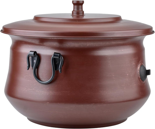 Decorative Garden Hose Holder Pot Storage with Lid 19x15.25" for Yard, Indoor & Outdoor Use - Water Hose Container, Handmade (Cobble Creek Brushed Bronze)