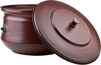 Decorative Garden Hose Holder Pot Storage with Lid 19x15.25" for Yard, Indoor & Outdoor Use - Water Hose Container, Handmade (Cobble Creek Brushed Bronze)