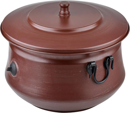 Decorative Garden Hose Holder Pot Storage with Lid 19x15.25" for Yard, Indoor & Outdoor Use - Water Hose Container, Handmade (Cobble Creek Brushed Bronze)